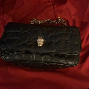 NWT Betsey Johnson Black skull quilt shoulder bag